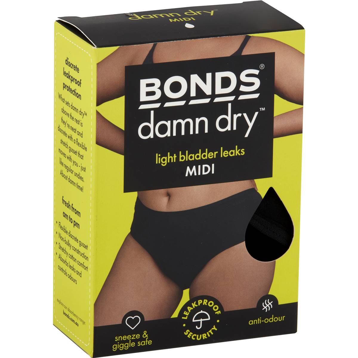 Bonds Damn Dry Midi Light Bladder Leaks Underwear Size 14