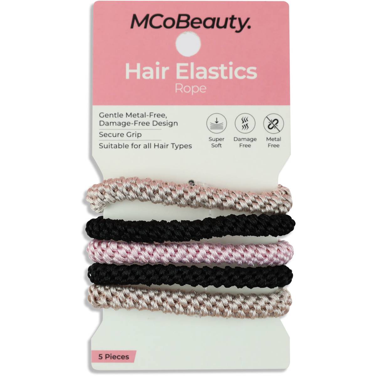 MCoBeauty Hair Elastics Rope Neutrals 5 pack