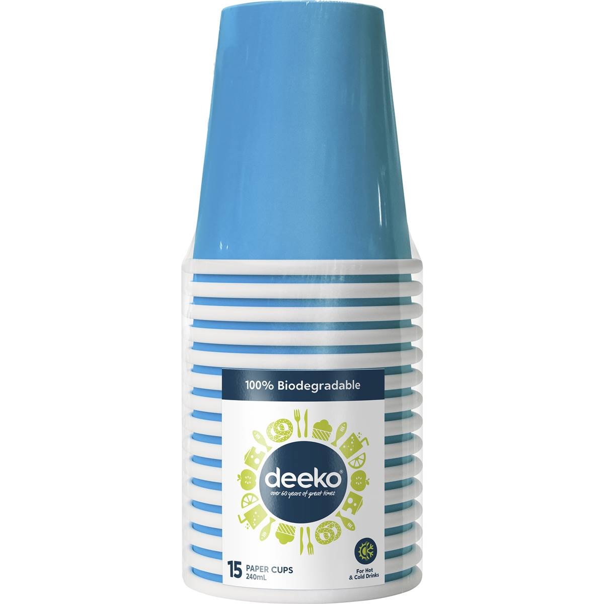 Deeko Paper Cups Assorted 15 pack