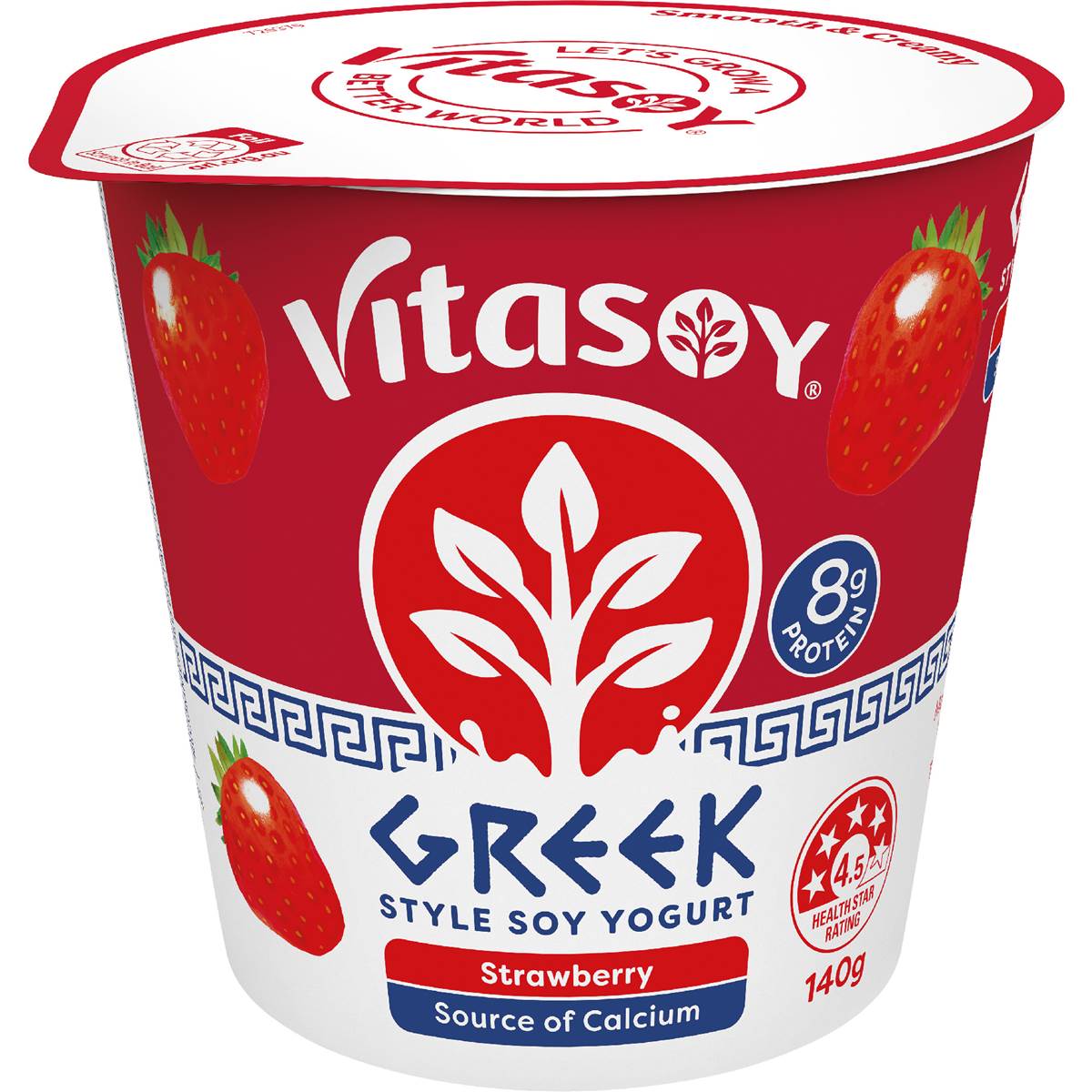 Vitasoy Greek Style Soy Yoghurt Hint Of Strawberry 140g