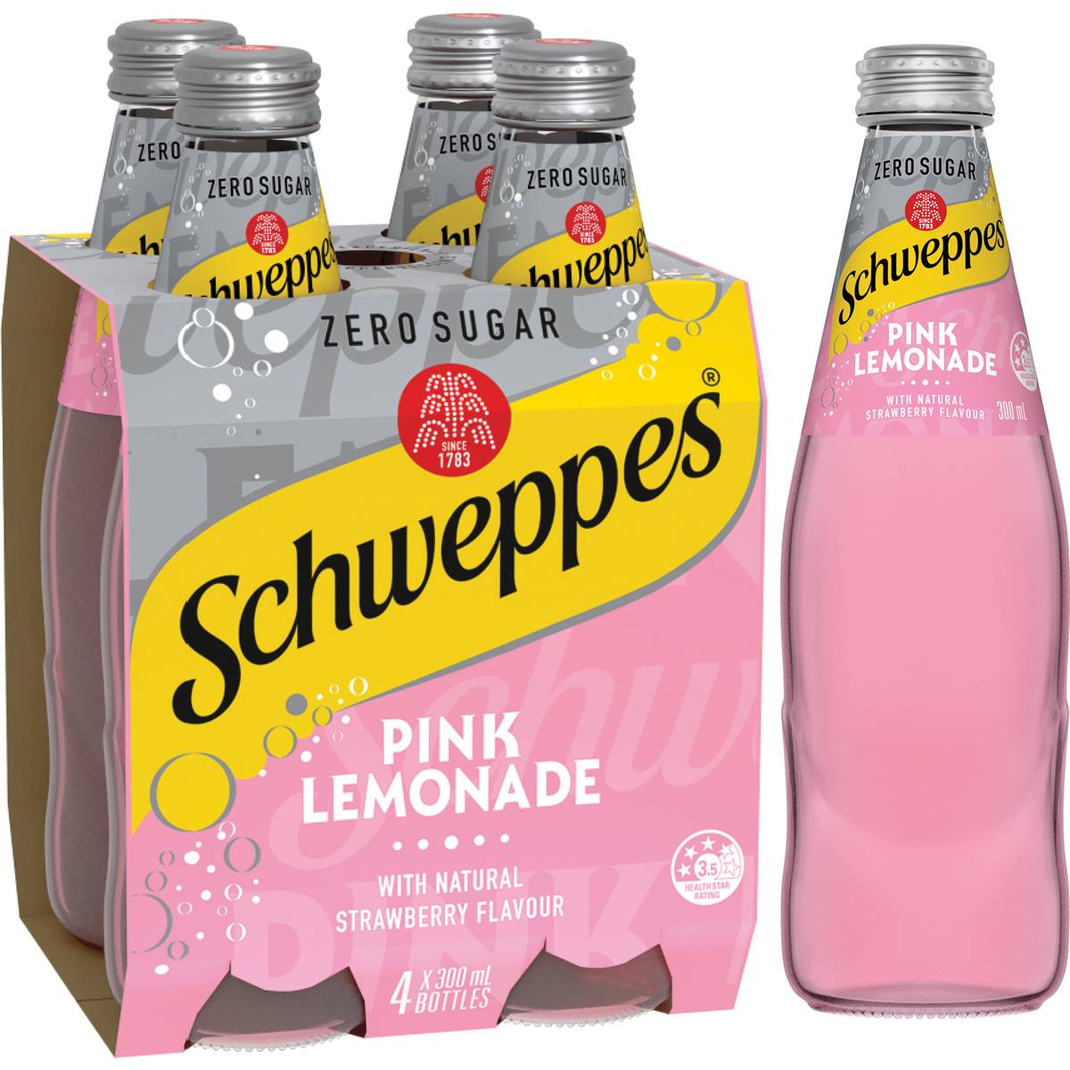 Calories in Schweppes Pink Lemonade Zero Sugar Bottles calcount