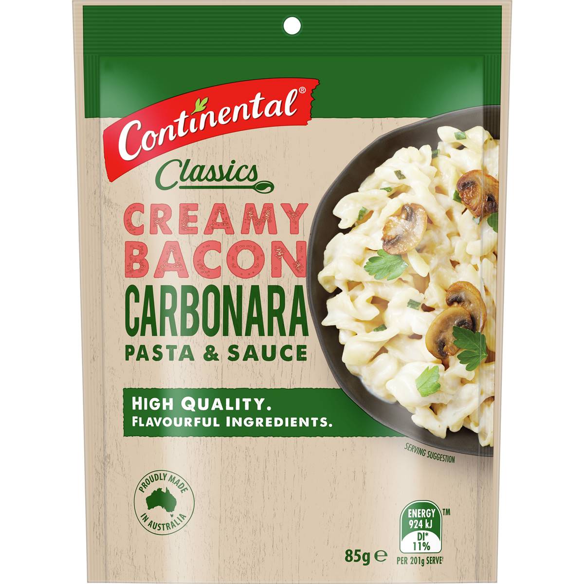 Calories in Continental Pasta & Sauce Creamy Bacon Carbonara Calorie Counter Australia