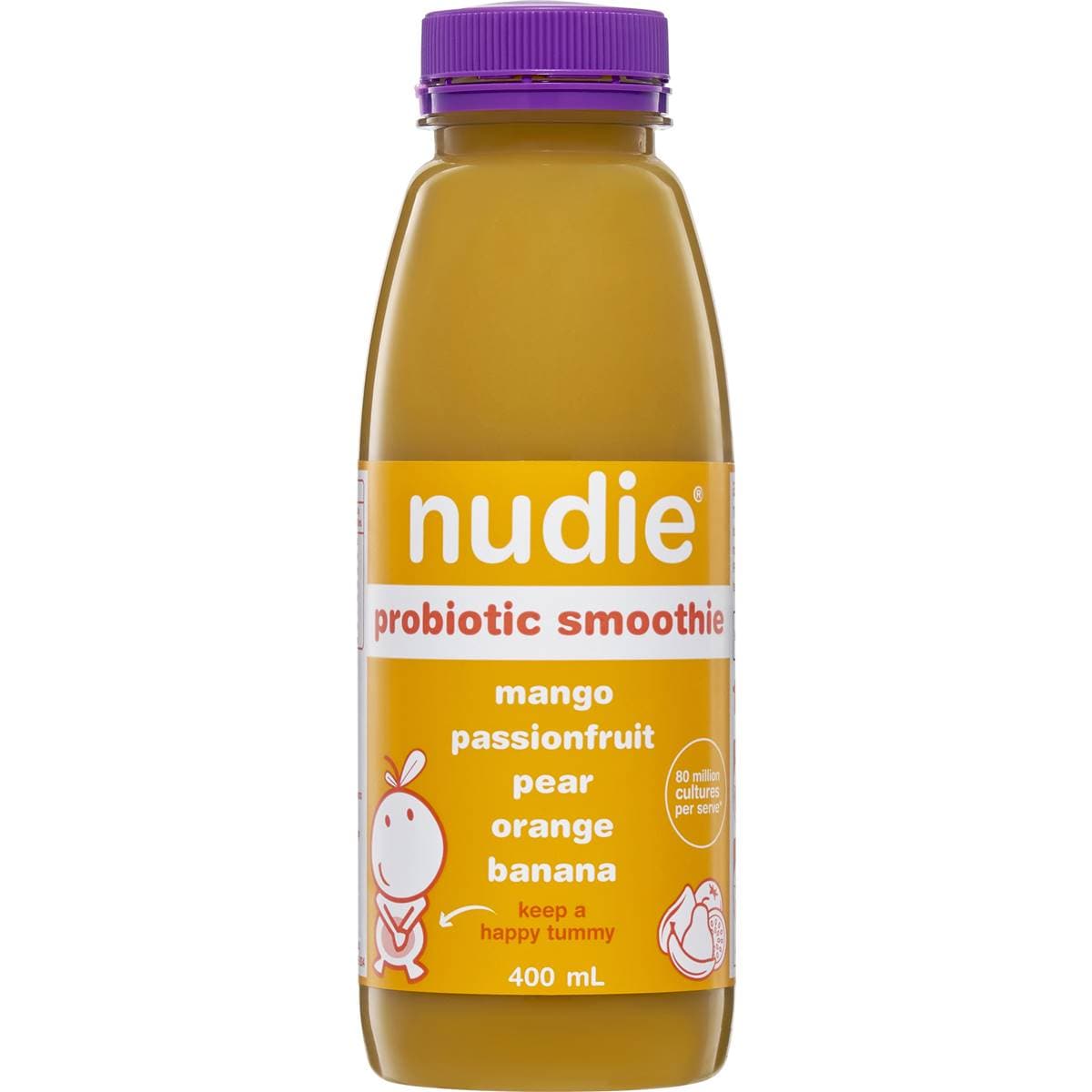 Nudie Probiotic Smoothie Mango Pear Passionfruit Orange Banana 400mL