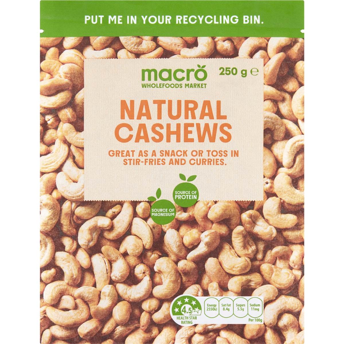 Calories in Macro Cashew Kernels calcount