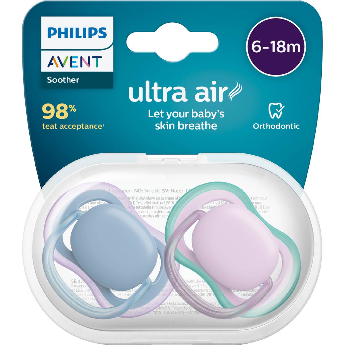 Philips Avent Ultra Air Soother 6-18M Assorted 2 pack