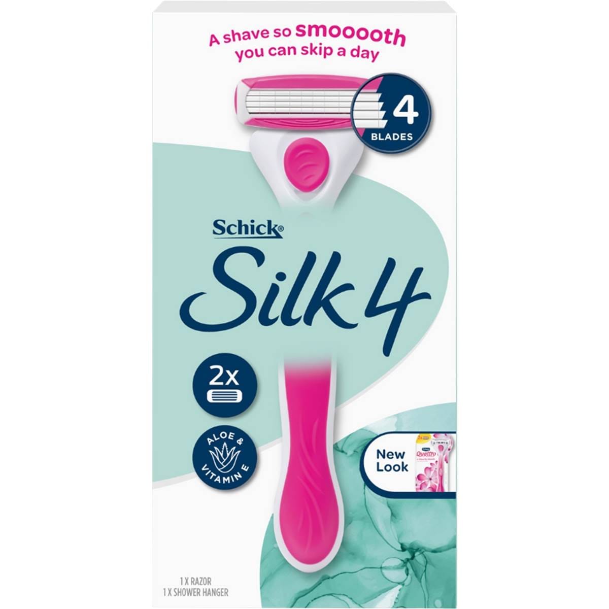 Schick Silk 4 Razor Handle + 2 Blades each – Woolworths