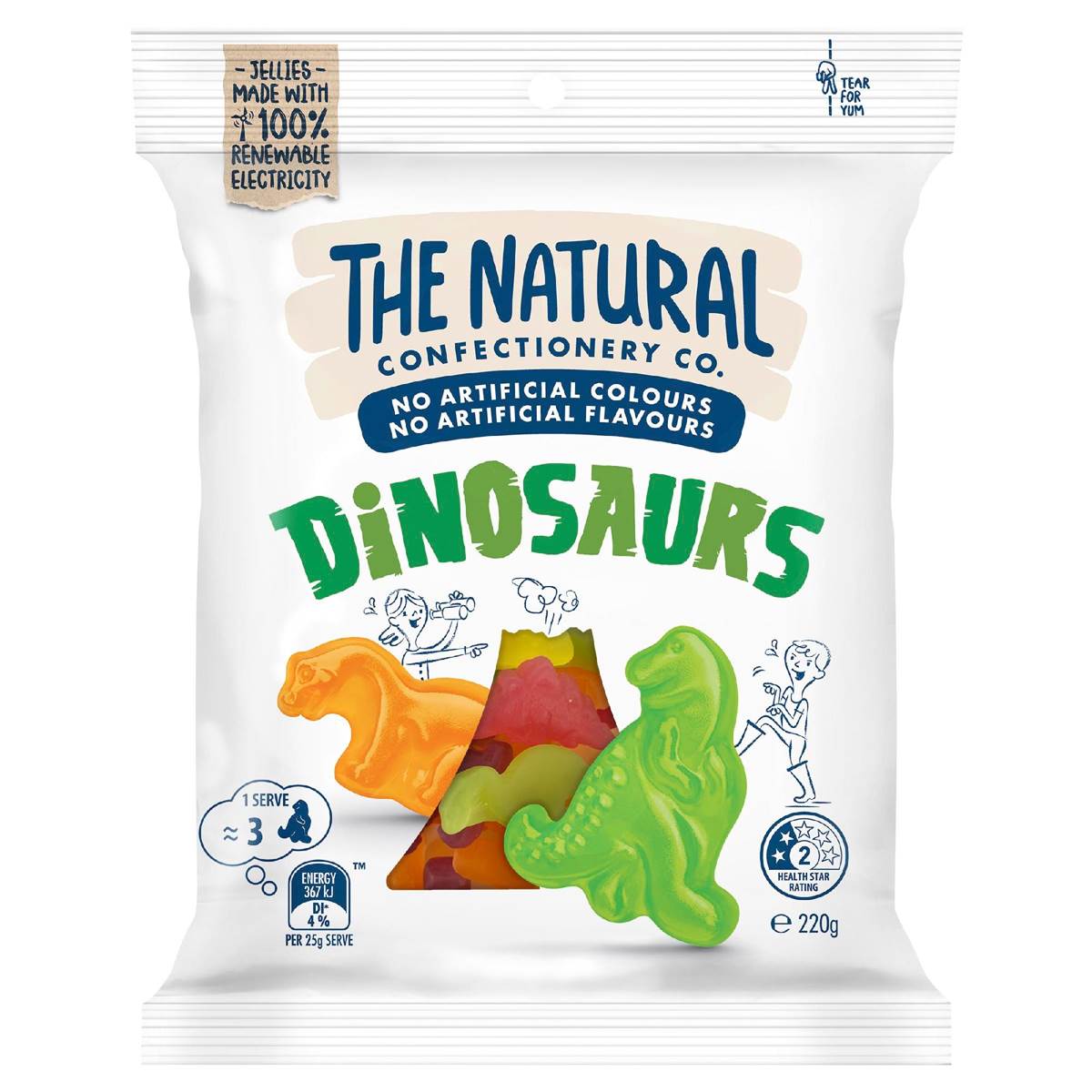 The Natural Confectionery Co. Dinosaurs Lollies 220g