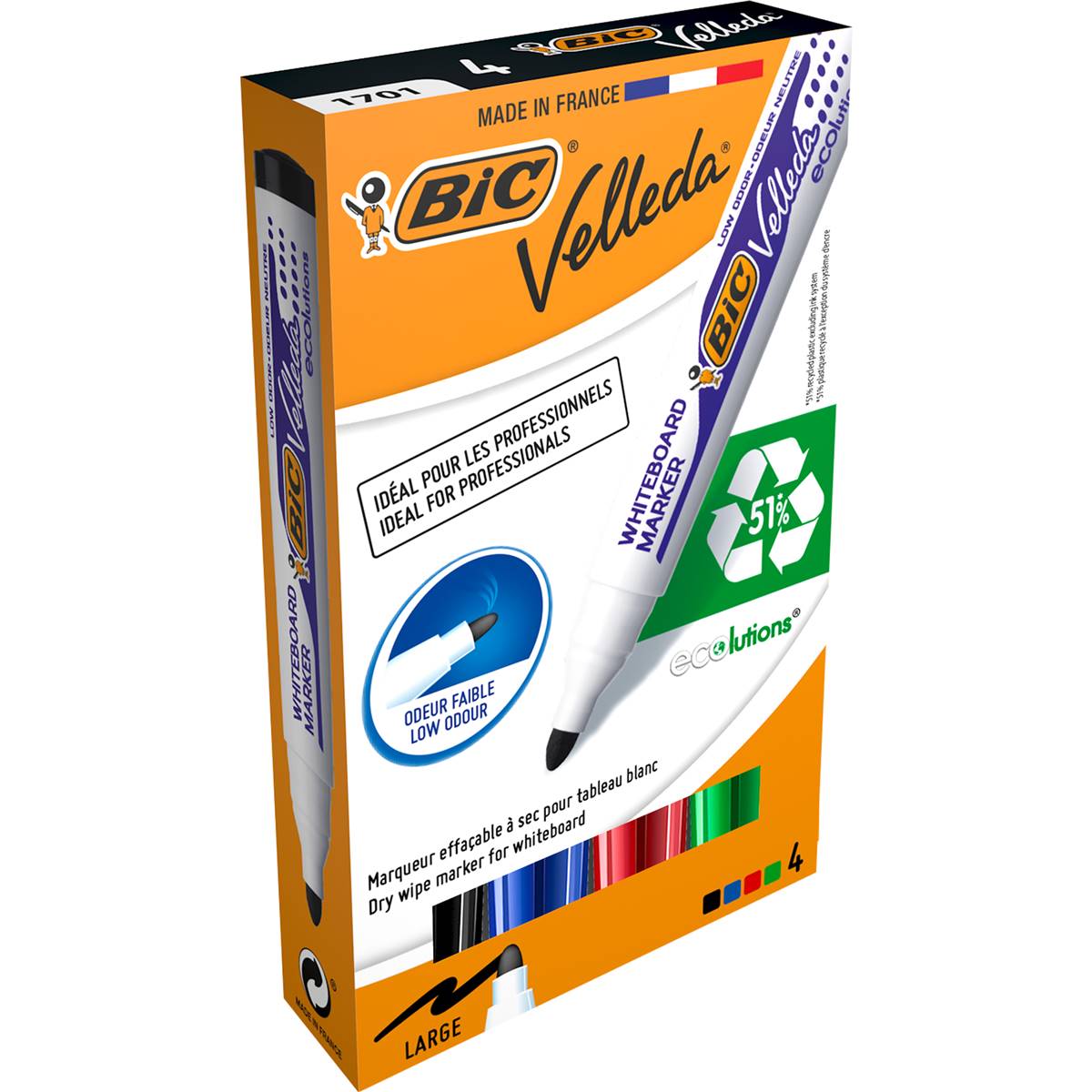 BIC Velleda 1701 Whiteboard Markers Large 4 pack