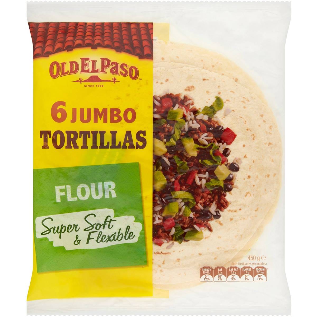 Calories in Old El Paso Mexican Burrito Tortillas Jumbo calcount