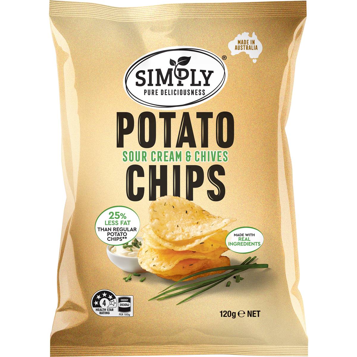 Simply Sour Cream & Chives 25% Less Fat Potato Chips Share Pack