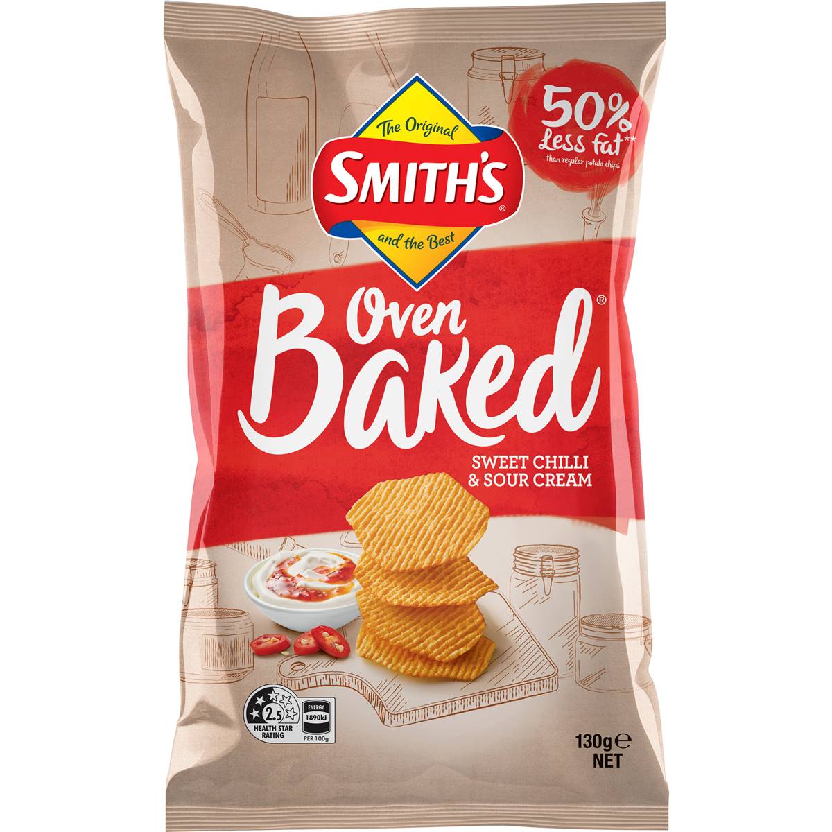 Calories in Smith's Oven Baked Chips Sweet Chilli & Sour Cream