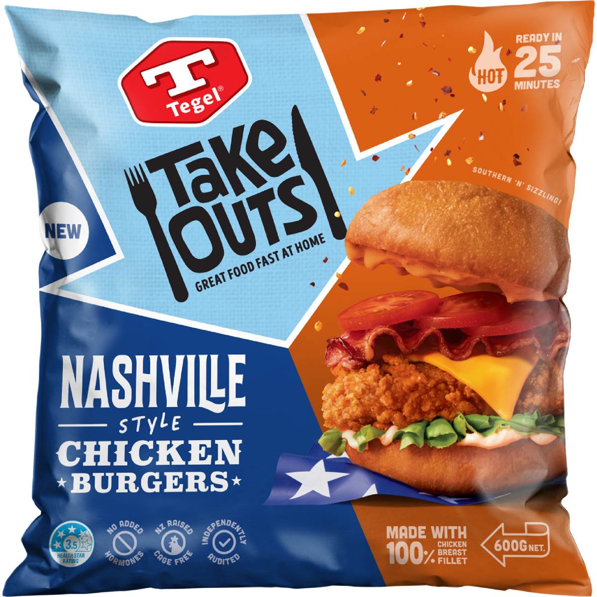 Tegel Take Outs Nashville Style Chicken Burgers