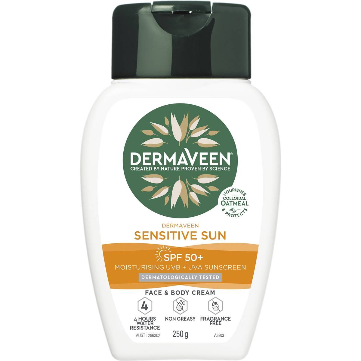DermaVeen SPF 50+ Sensitive Sunscreen Face & Body Cream 250g