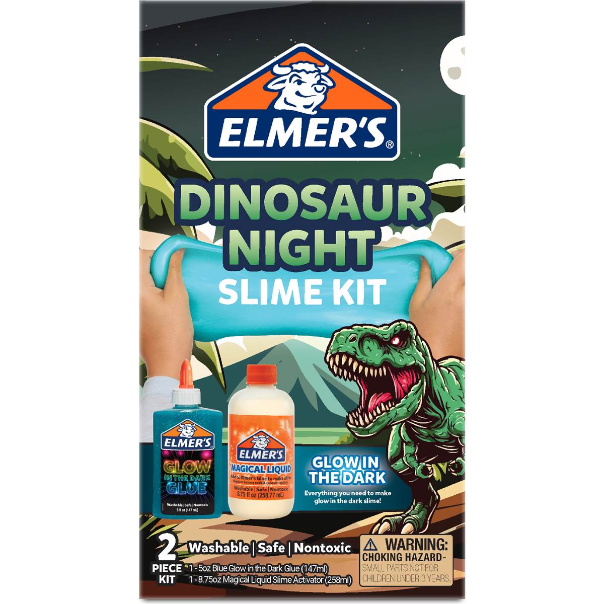 Elmer's Dinosaur Night Slime Kit Glow In The Dark each