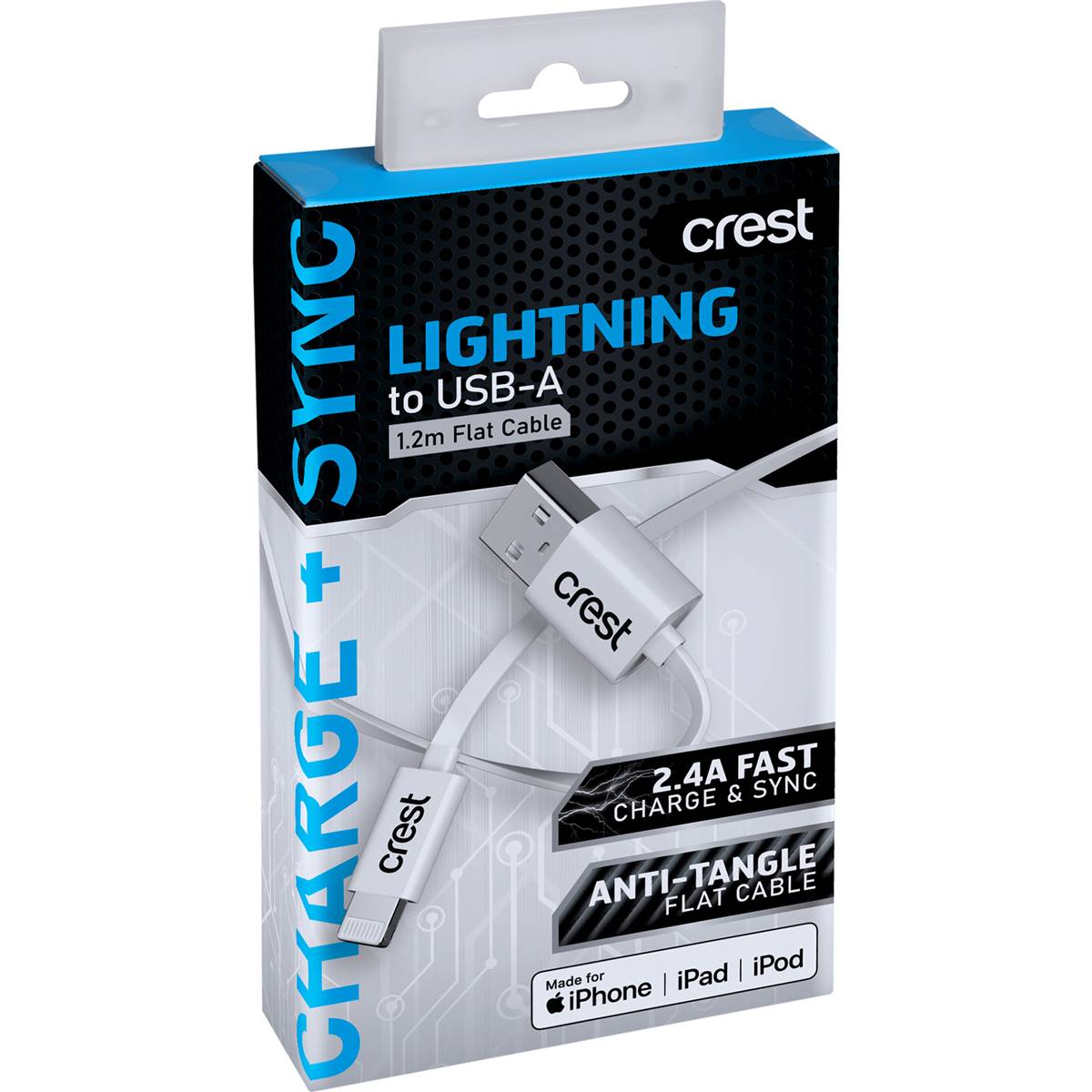 Crest Lightning to USB 1.2m Flat Cable each