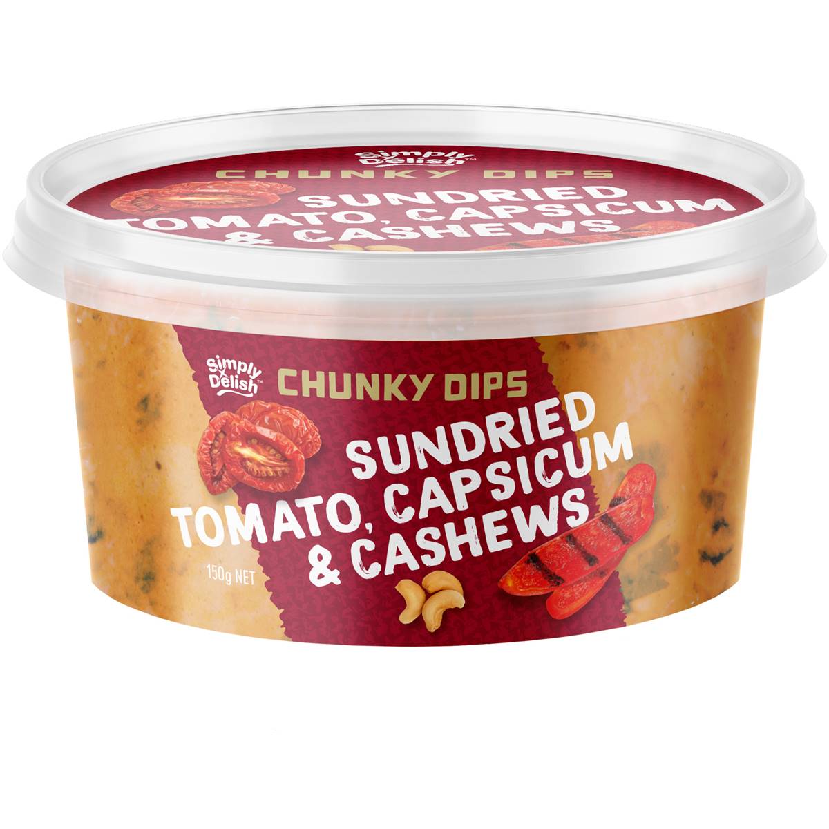 Simply Delish Chunky Dip Sundried Tomato Capsicum & Cashew