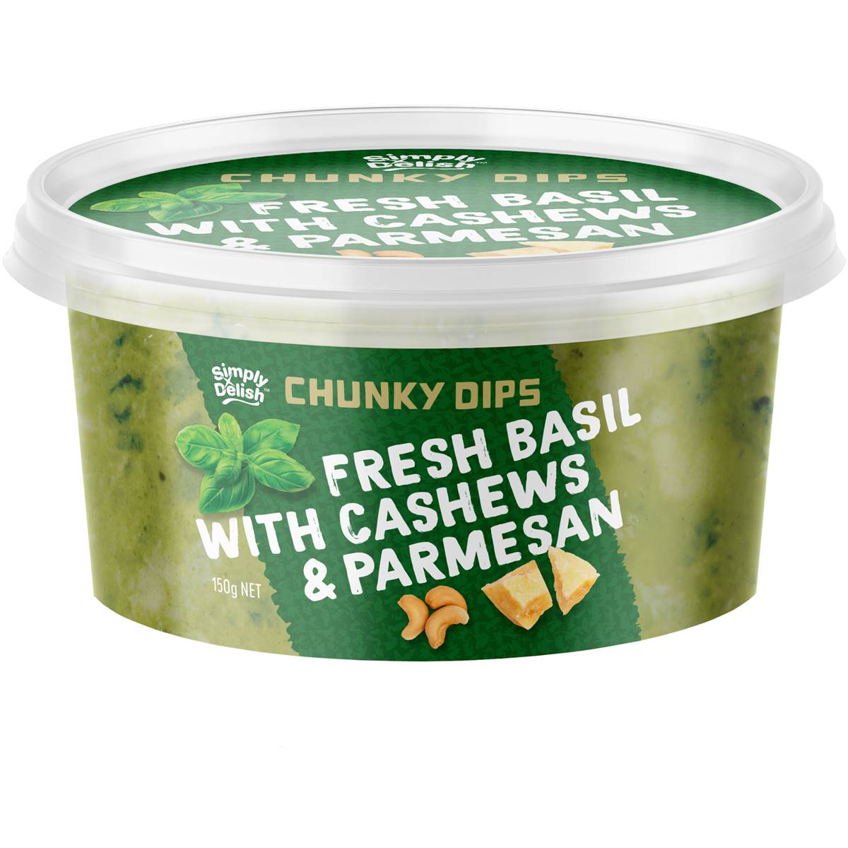 Simply Delish Chunky Dip Fresh Basil With Cashews & Parmesan