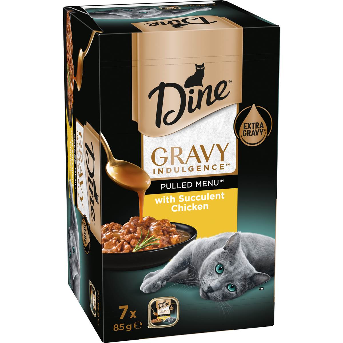 Dine Pulled Menu Adult Wet Cat Food Gravy Indulgence With Chicken 85g x 7 pack – Woolworths