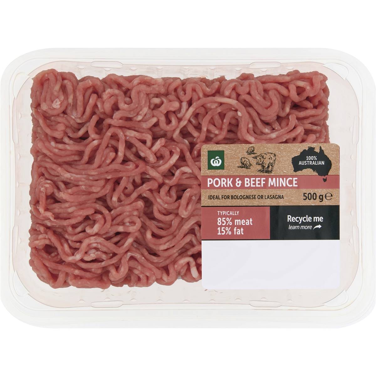 Calories in Woolworths Pork & Beef Mince