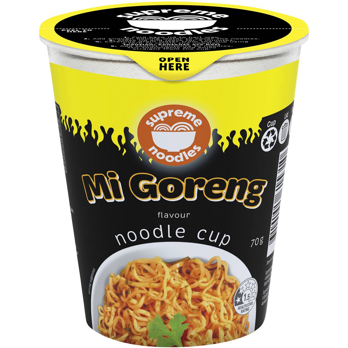 Calories in Supreme Noodles Mi Goreng Noodle Cup calcount