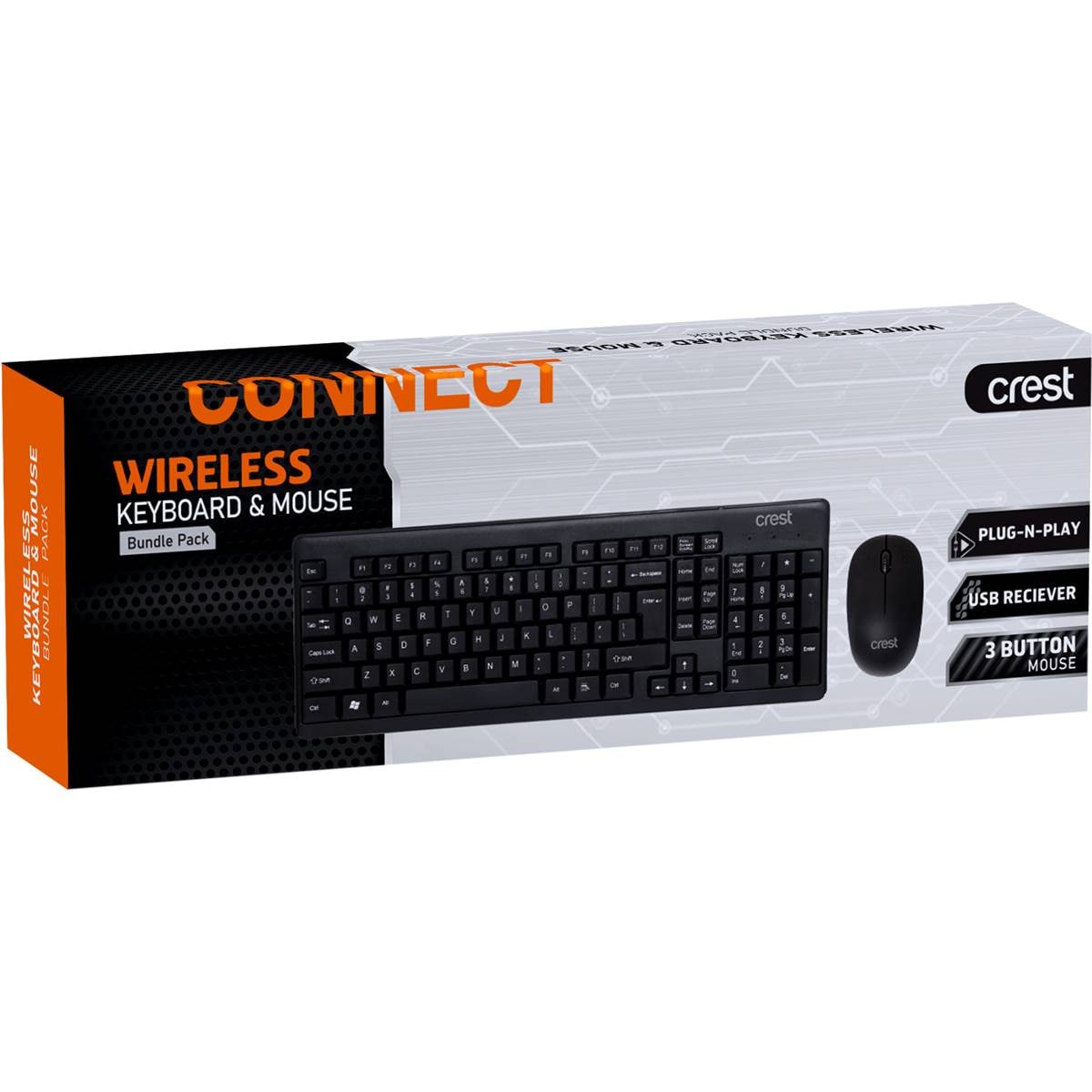 Crest Wireless Keyboard & Mouse Bundle Pack
