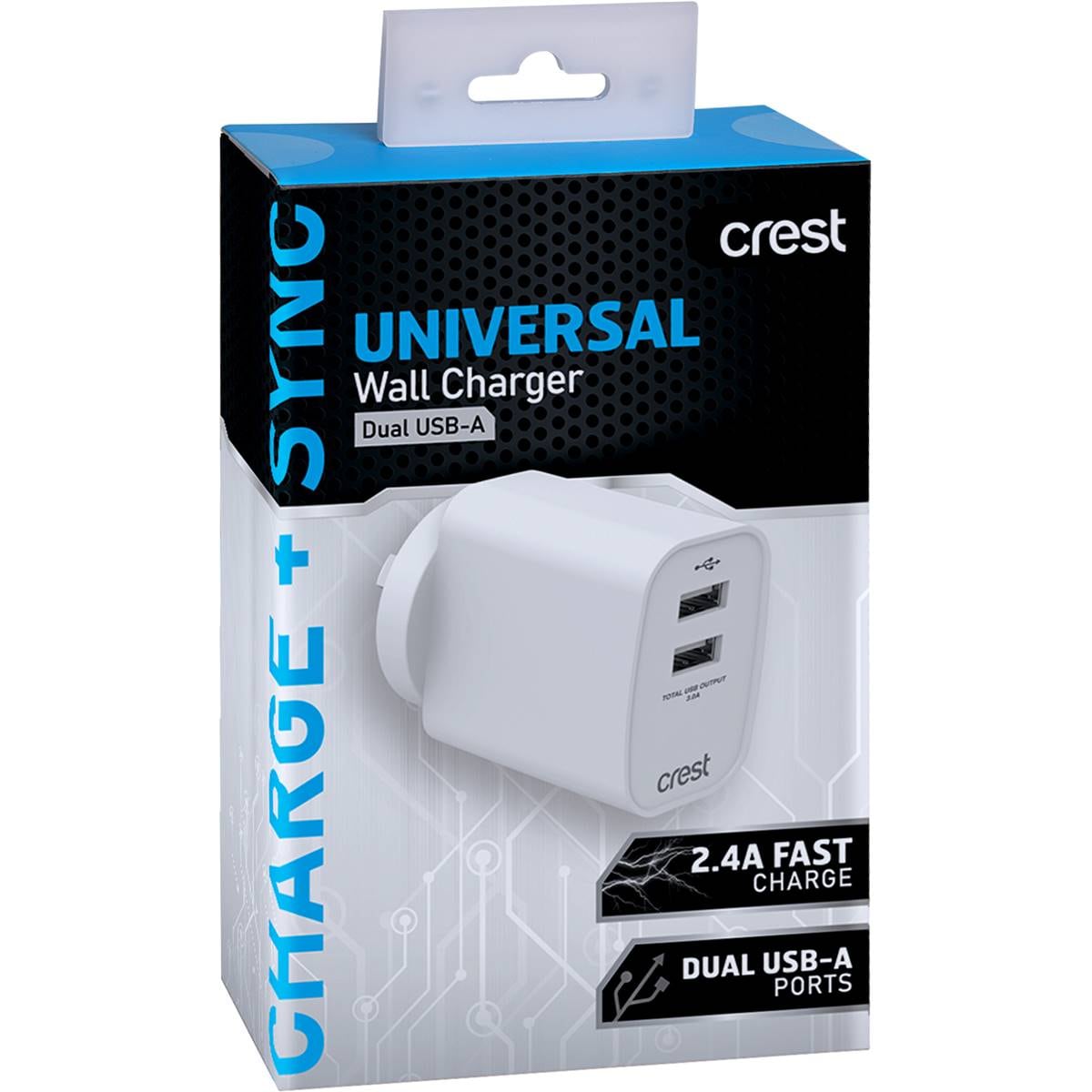 Crest Universal Wall Charger Dual USB-A