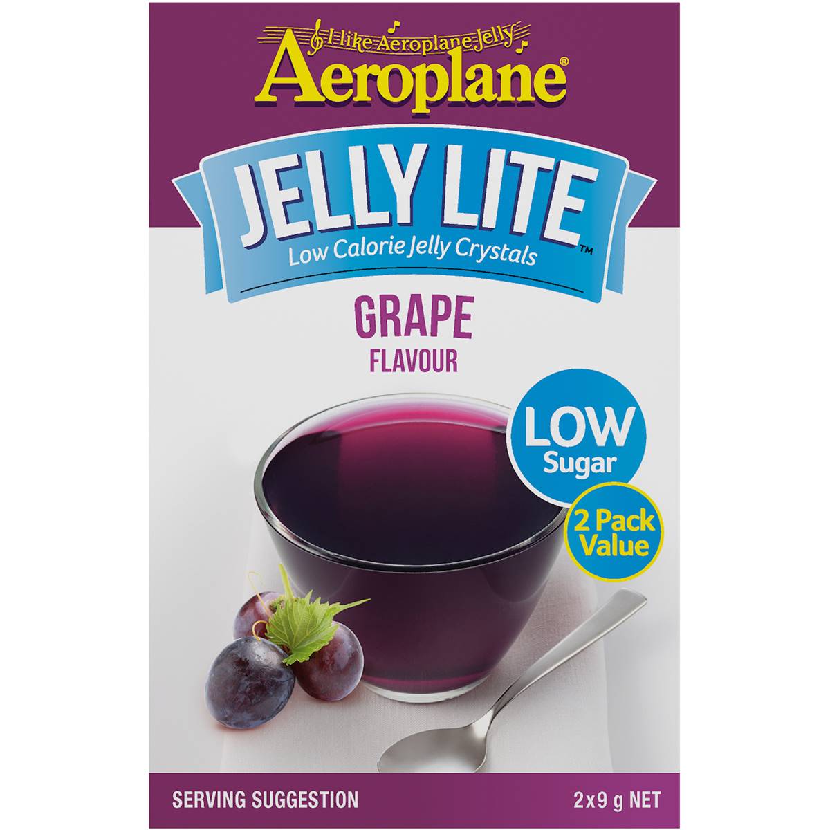 Calories in Aeroplane Jelly Lite Grape Flavour Low Calorie Jelly Crystals