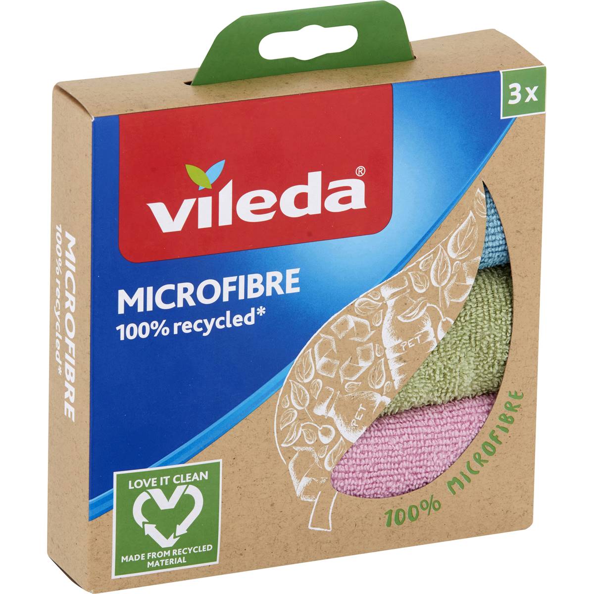 Vileda Recycled 100% Microfibre Cloth 3 pack