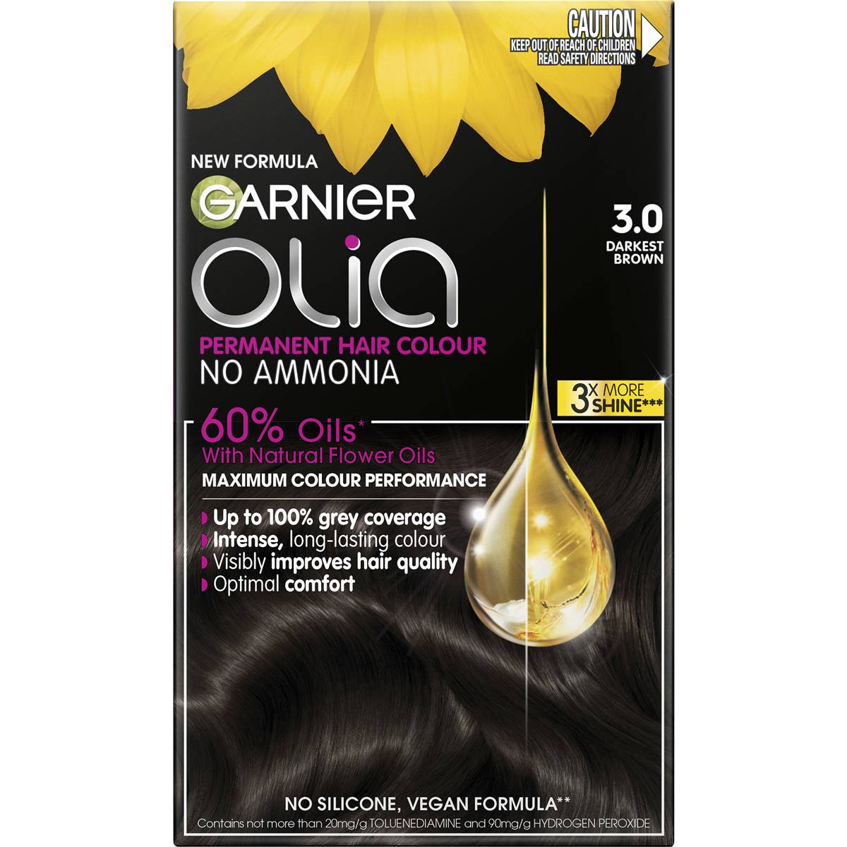 Garnier Olia Permanent Hair Colour Darkest Brown each