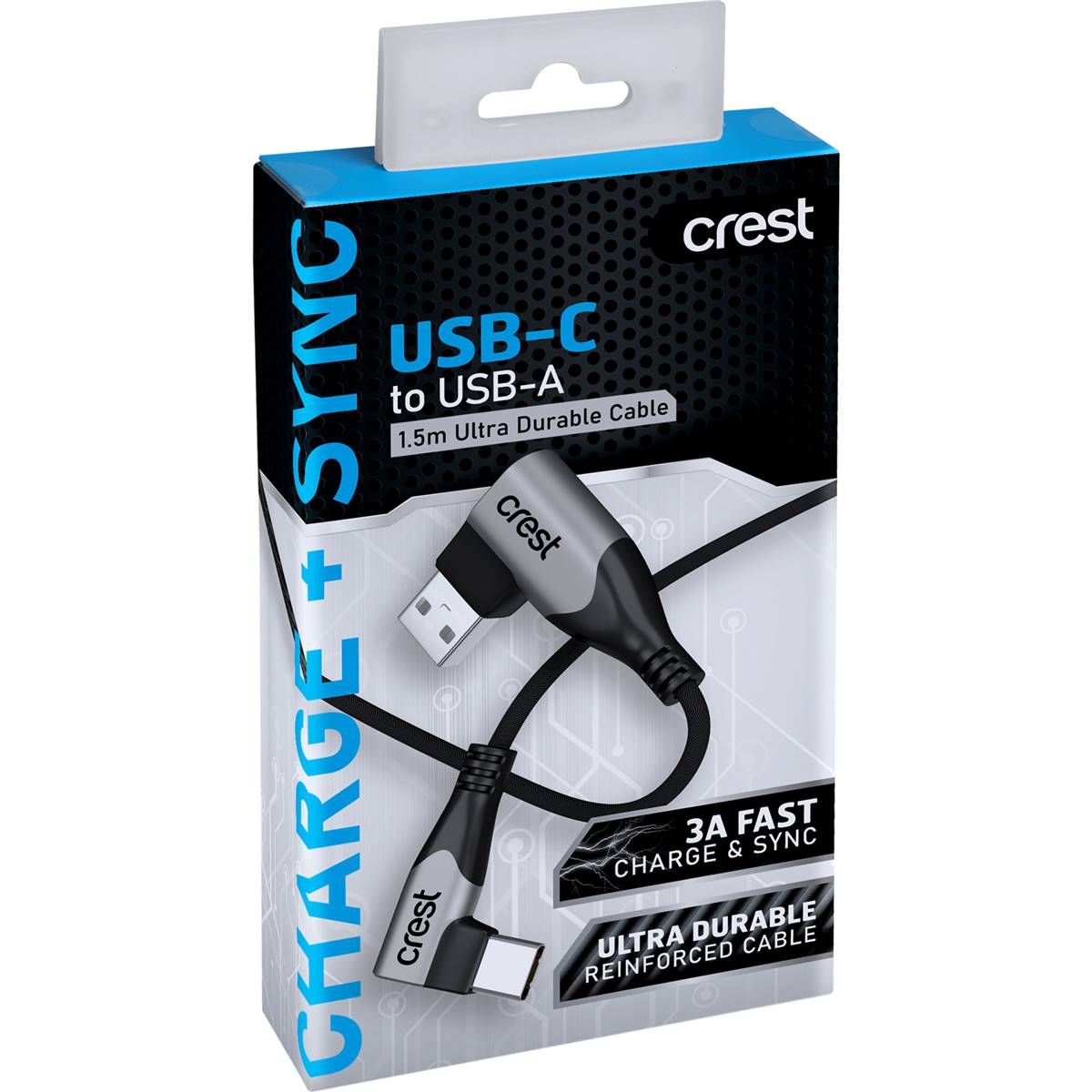 Crest USB-C to USB-A 1.5m Ultra Durable Cable