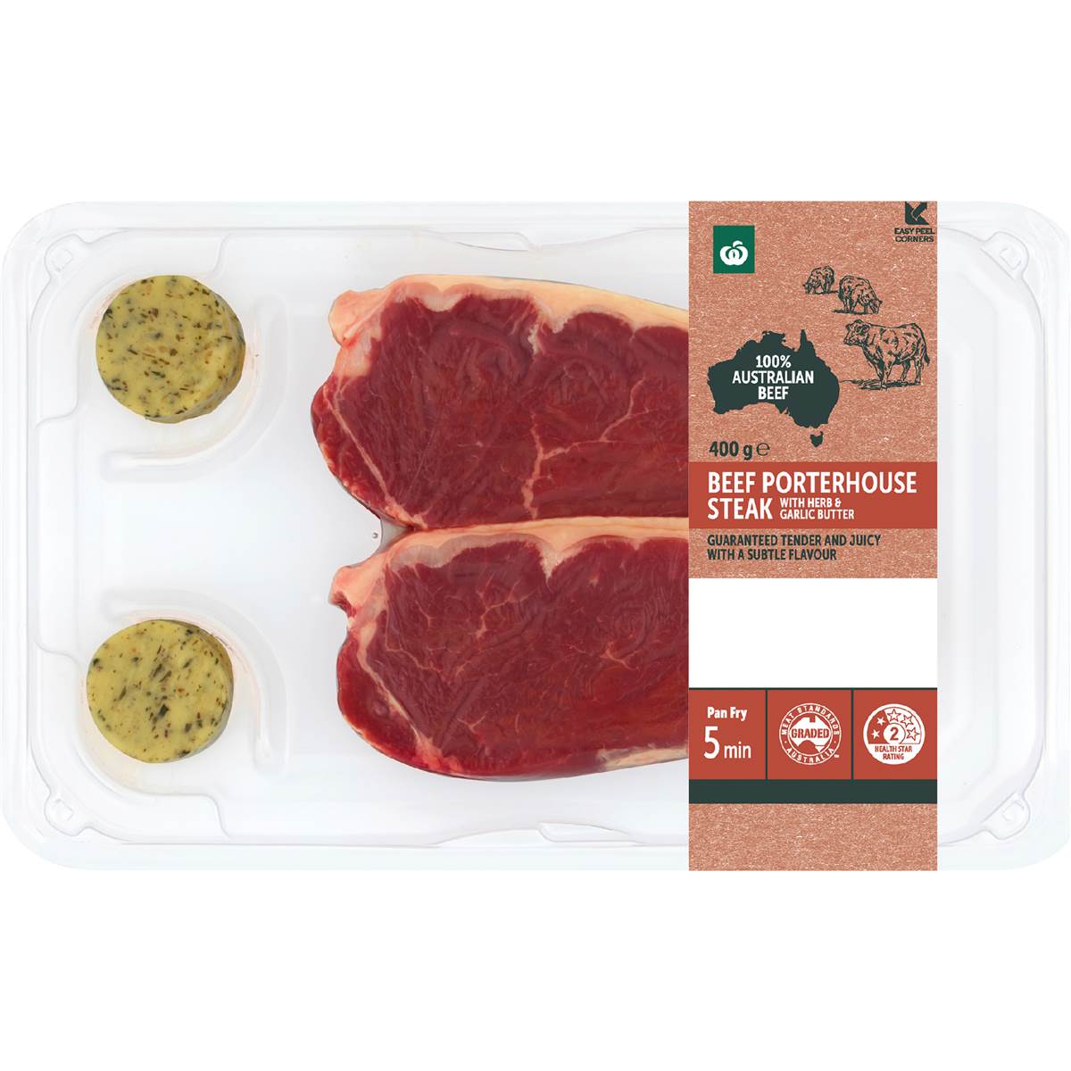 Calories in Coles No Added Hormone Beef Porterhouse Steak With Thyme