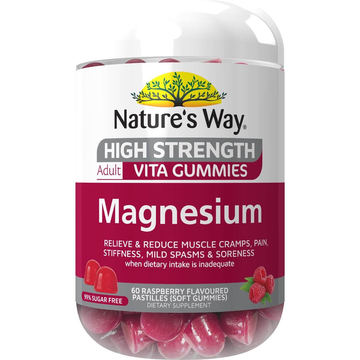 Nature's Way Extra Strength Magnesium Gummies Raspberry Flavour 60 pack