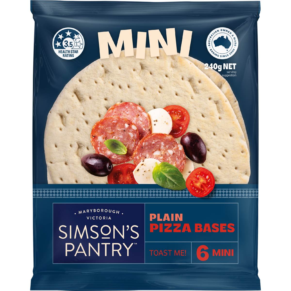 Simson's Pantry Mini Pizza Bases Plain 6 pack