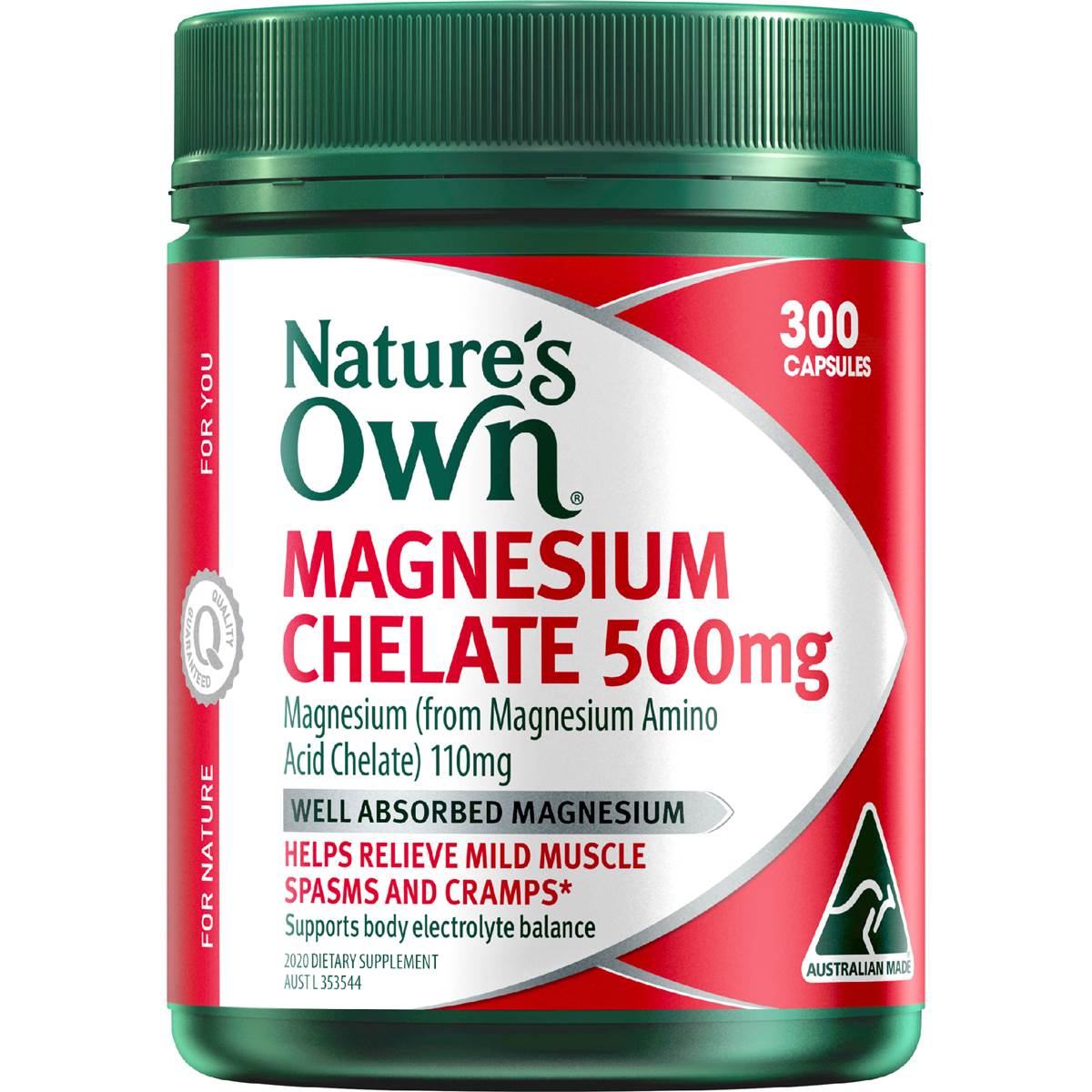 Nature's Own Magnesium Chelate 500mg Muscle Health Capsules 300 pack