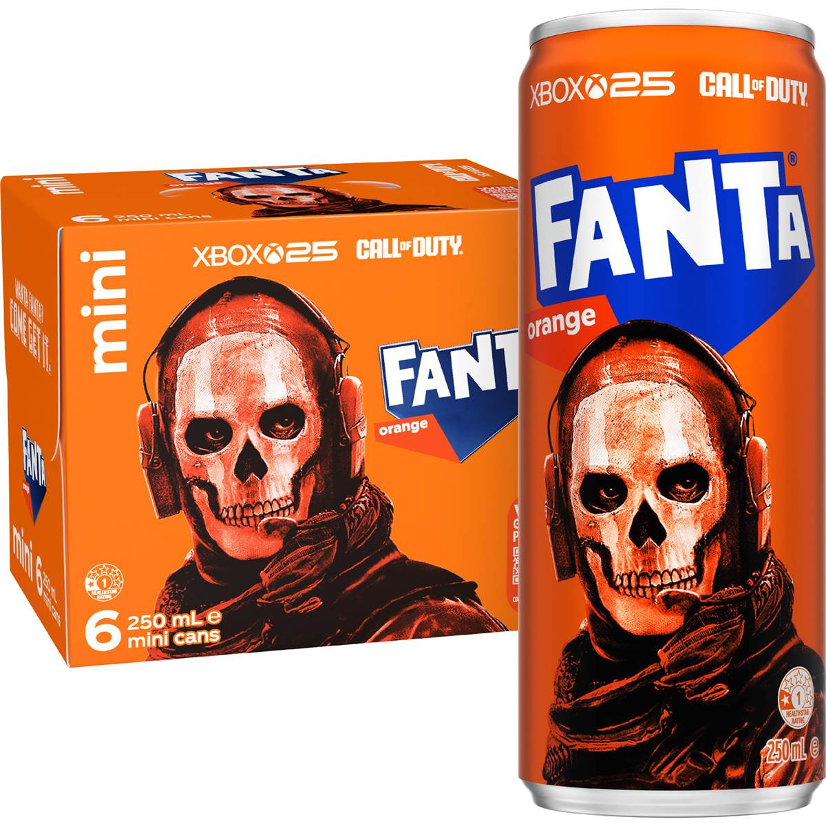 Fanta Orange Soft Drink Mini Cans 250mL x 6 pack