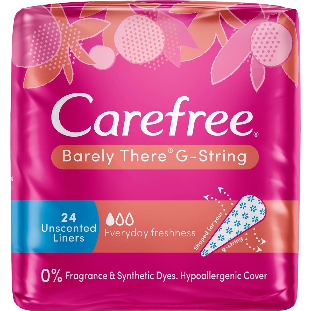 Carefree Panty Liners Barely There G String 24 pack