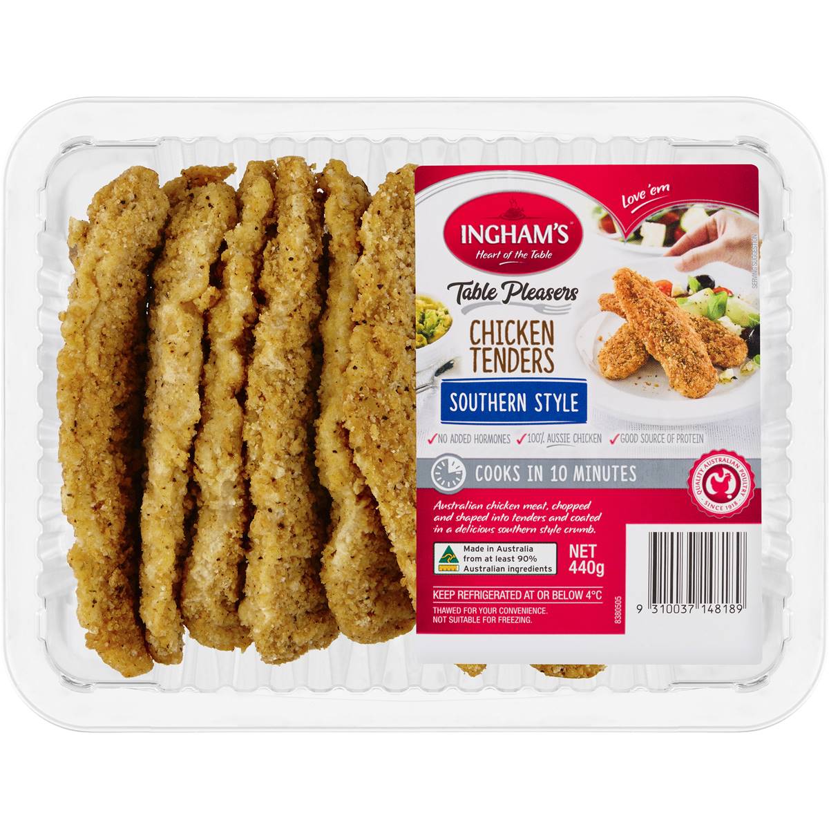 Calories in Ingham's Quick Cook Crumbed Southern Style Tenders