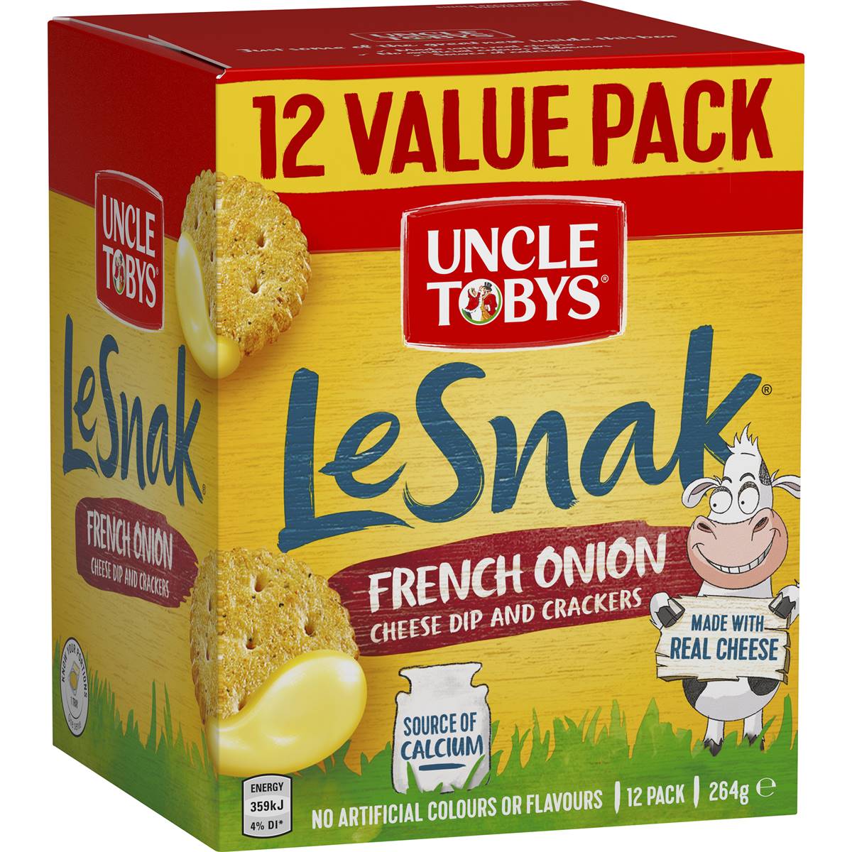 Calories in Uncle Tobys Le Snak French Onion Cheese Dip & Crackers
