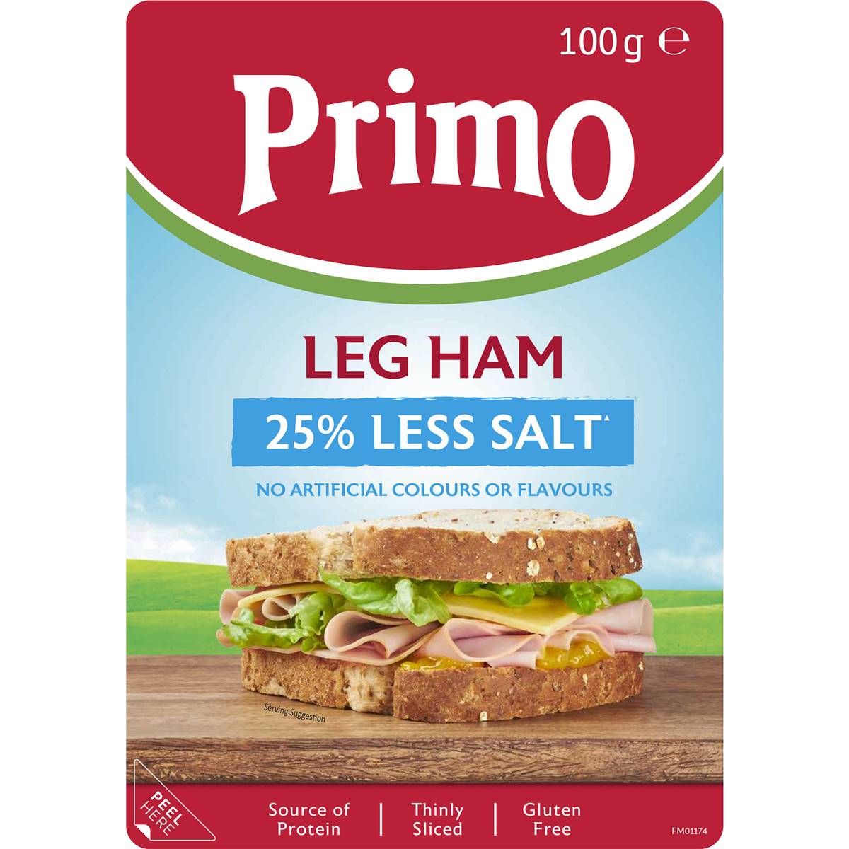Primo Leg Ham Sliced 25% Less Salt 100g