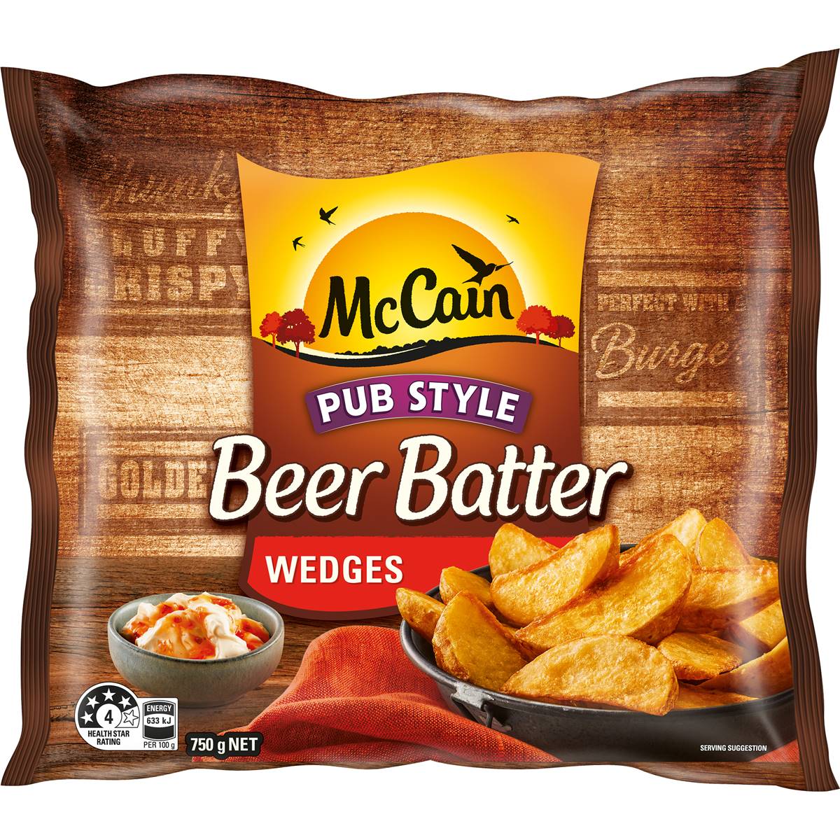 Calories in Mccain Beer Batter Wedges
