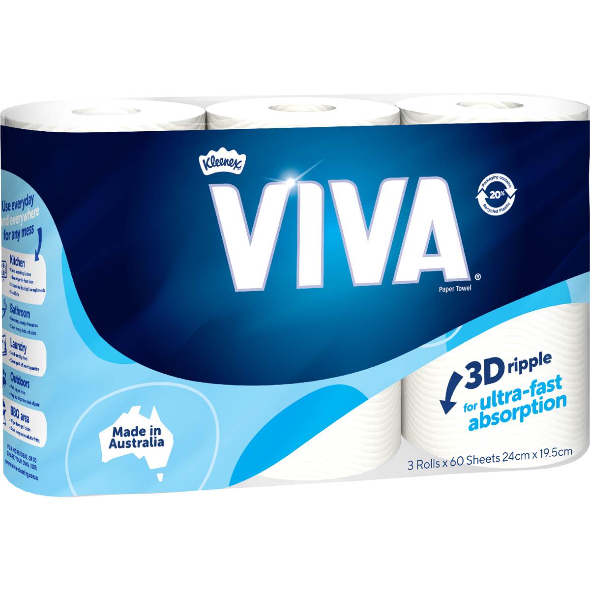 Viva White Paper Towel 3 x 60 pack
