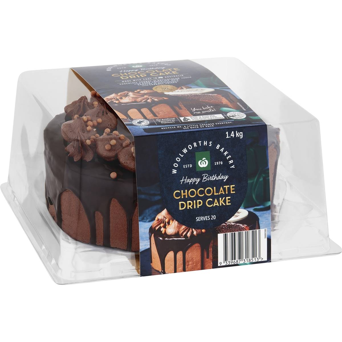 Woolworths Happy Birthday Chocolate Drip Cake