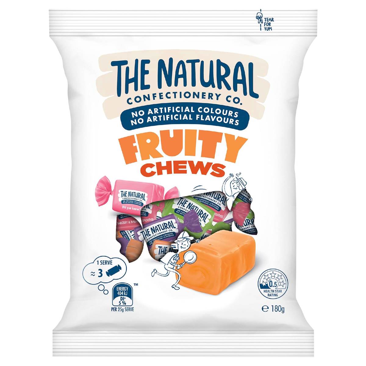 Calories in The Natural Confectionery Co. Fruity Chews calcount