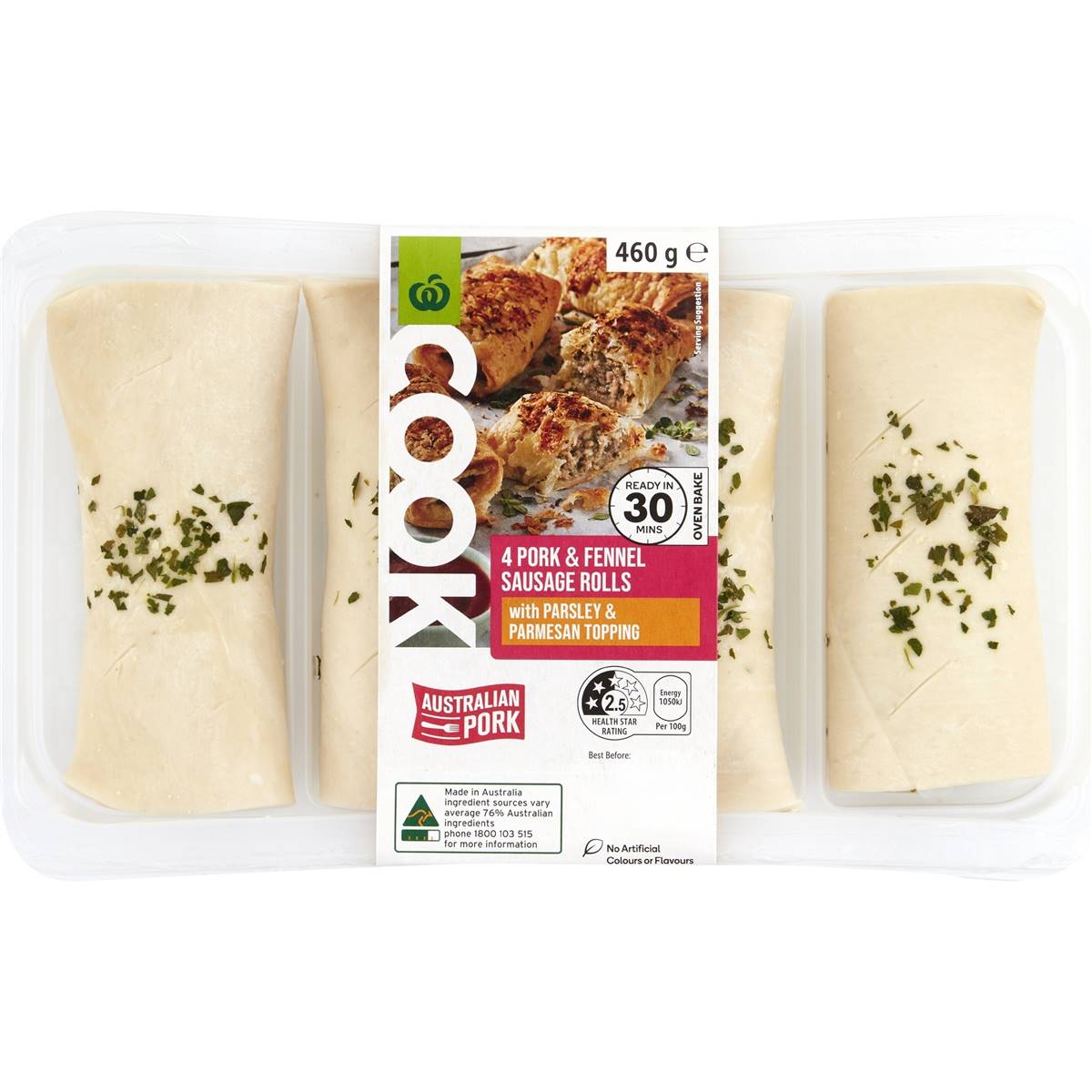 Calories in Woolworths Pork & Fennel Sausage Roll calcount
