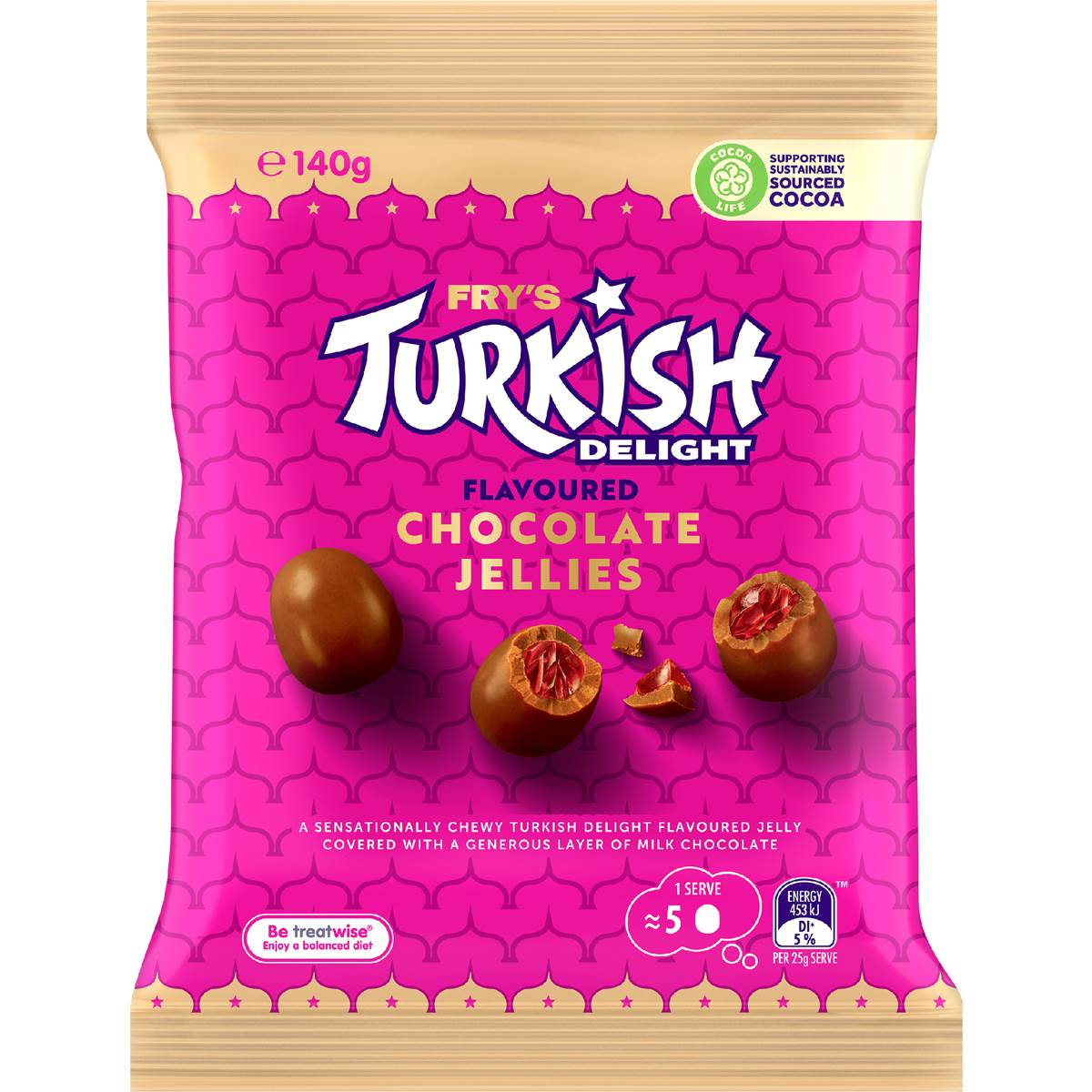 Cadbury Fry's Turkish Delight Milk Chocolate Bites Snack & Share 140g