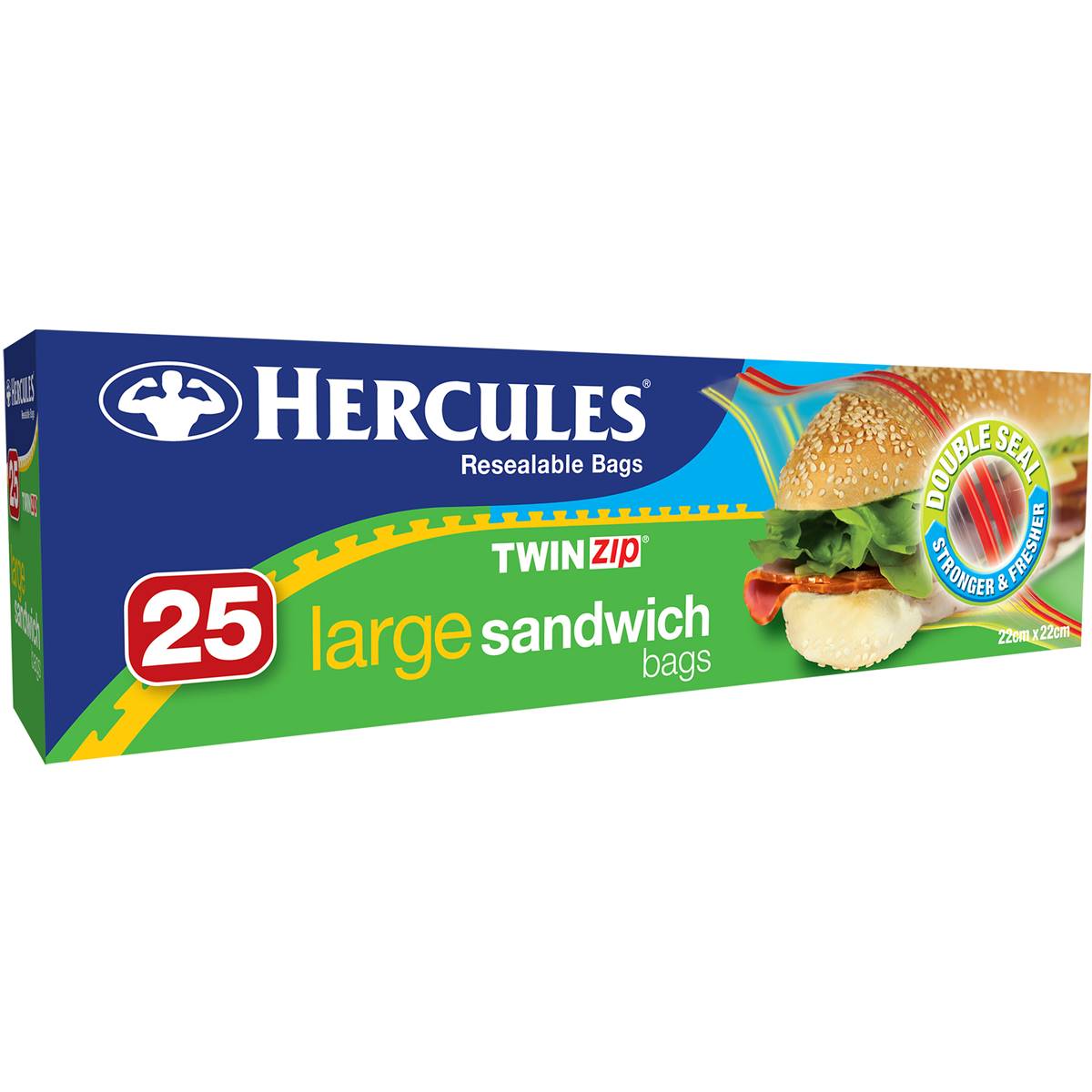 Hercules Click Zip Large Resealable Twinzip Sandwich Bags
