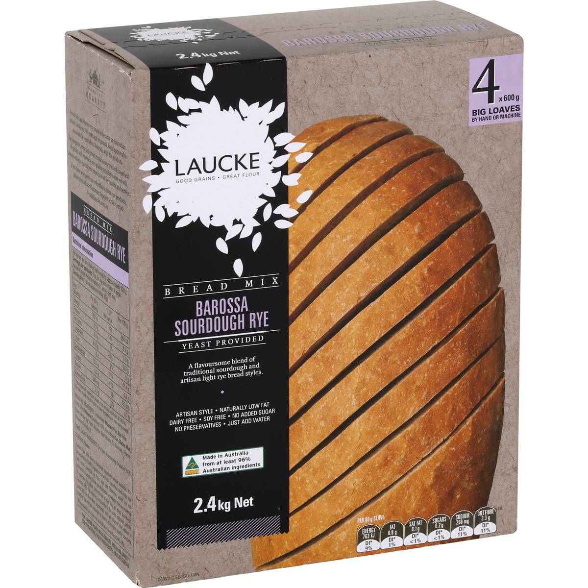 Calories in Laucke Barossa Sourdough Rye Bread Mix calcount