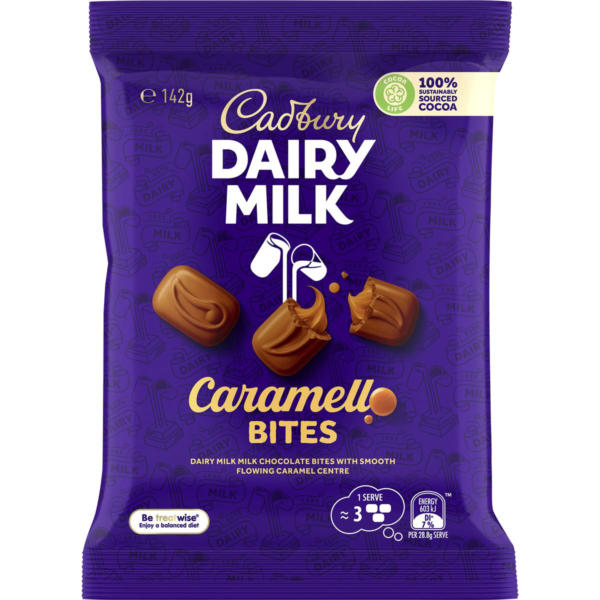 Cadbury Dairy Milk Chocolate Caramello Bites Snack & Share Bag 142g
