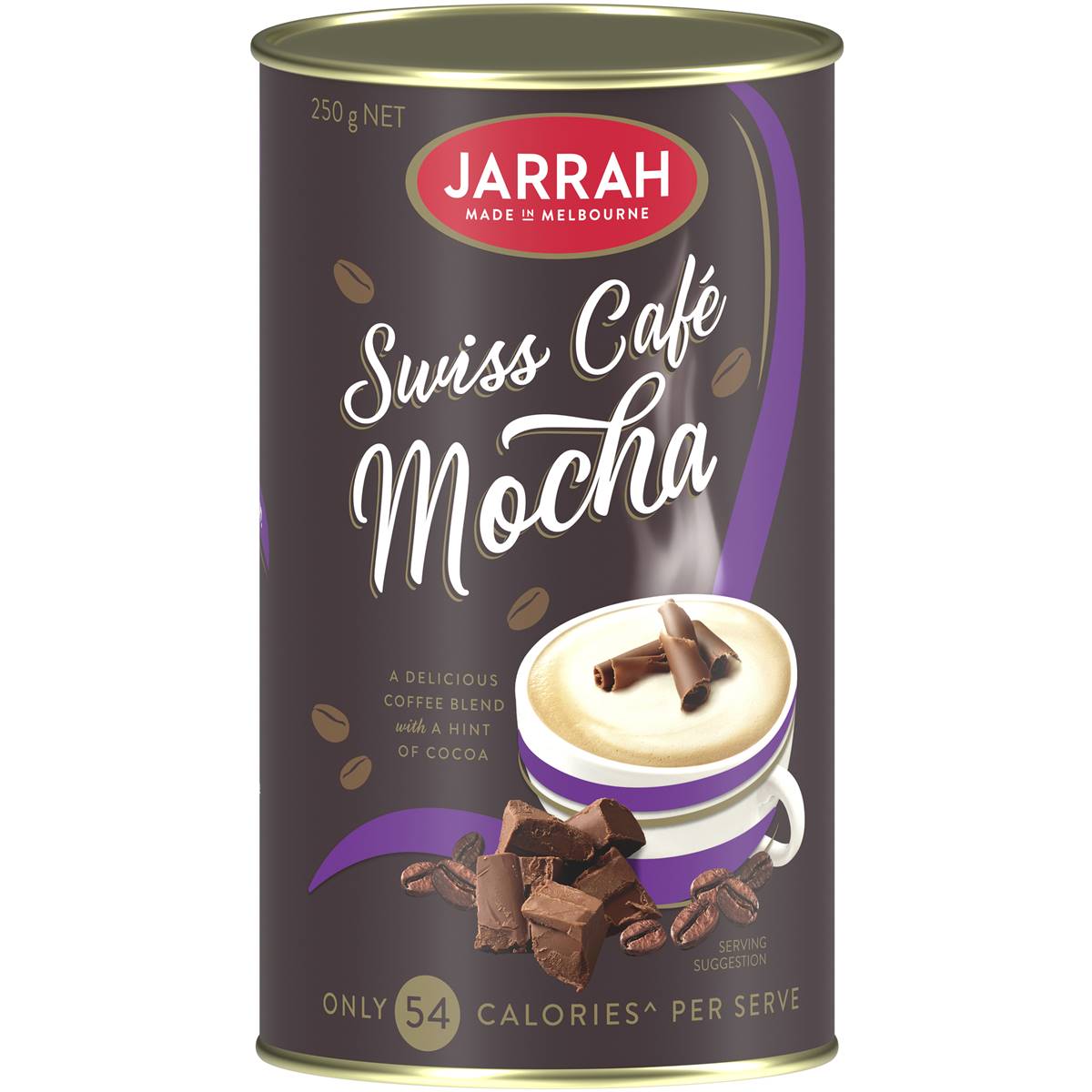 Calories in Jarrah Swiss CafÃ© Instant Mocha Swiss Style Cocoa 98% Fat Free