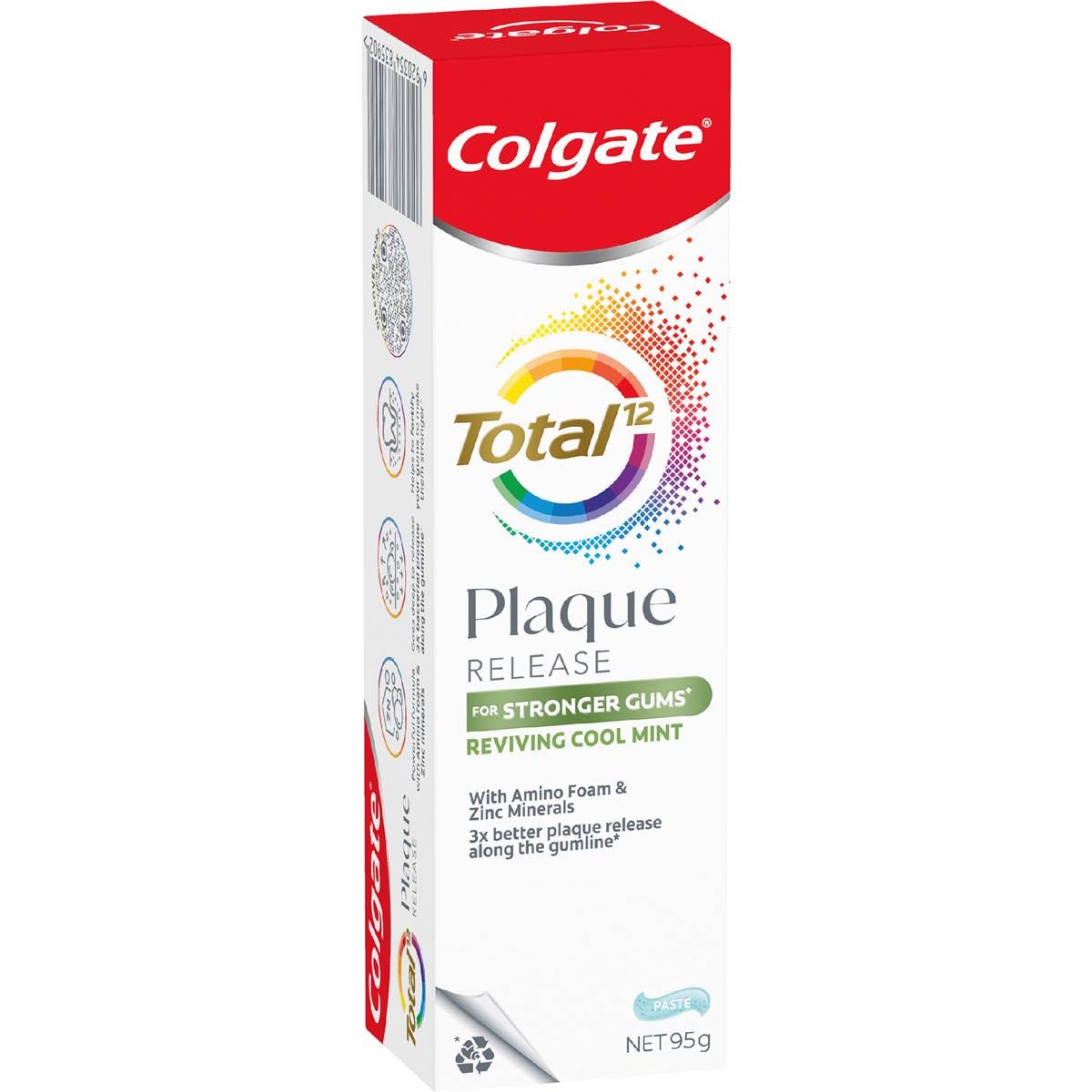 Colgate Plaque Release Toothpaste Total Reviving Cool Mint 95g